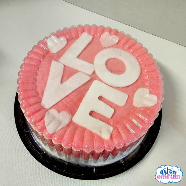 Love Valentine's Day 7.5 inches Cotton Candy Cake, Rainbow Birthday Cake, Unicorn theme party, Floss Candy Cake