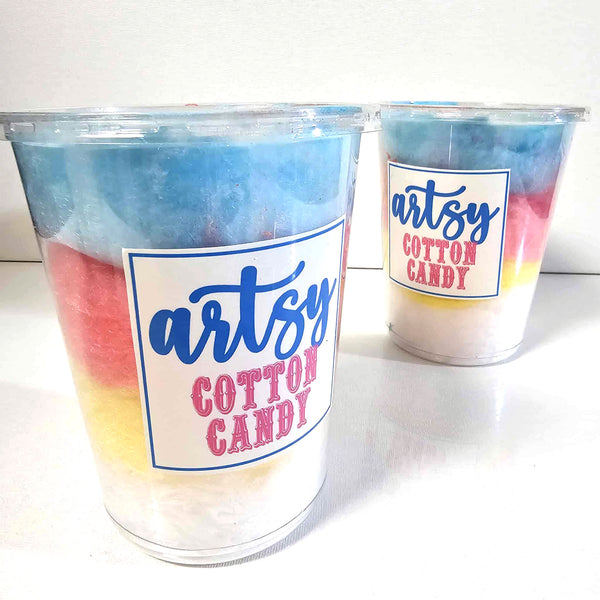 Rainbow 4 color Cotton Candy Tub, Rainbow Birthday tubs, Unicorn theme party, Floss Candy, vegan gluten dairy free, unique dessert